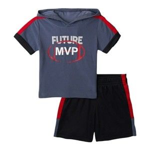 Athletic Works Baby Boys Sz 3-6 months Hooded Short Sleeve Shirt & Shorts Set